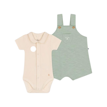 Petit Bateau - 2-teiliges Set aus Latzhose und Body mit Kragen