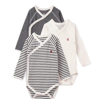 Petit Bateau - 3-teiliges Wickel-Body-Set gestreift