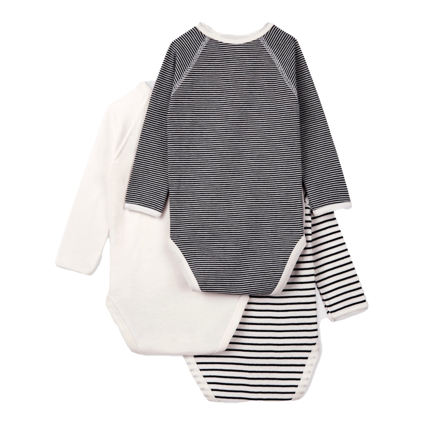 Petit Bateau - 3-teiliges Wickel-Body-Set gestreift