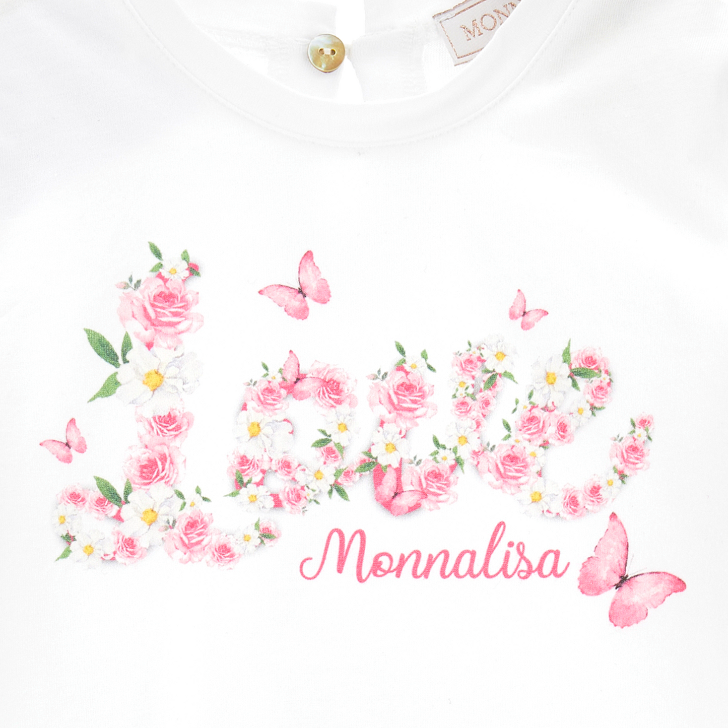 MONNALISA - Baumwollshirt mit Blumen- und Schmetterling-Print