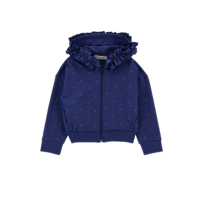 MONNALISA - Kapuzensweatjacke aus Strech-Baumwolle mit Strass