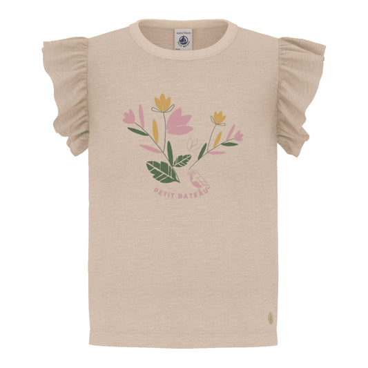 Petit Bateau - T-Shirt mit Rüschenärmeln und Blumendruck
